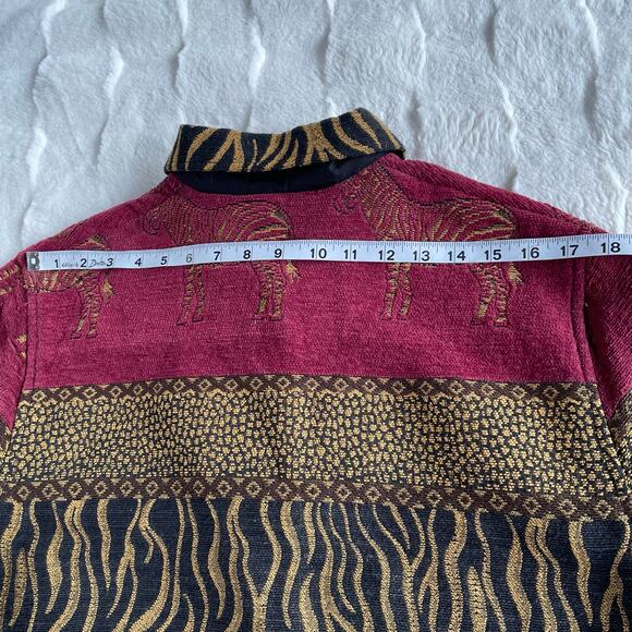 🔥Vintage 90s Sag Harbor Safari Zebra Cheetah Artsy Tapestry Button Jacket Sz 16 - Picture 10 of 12